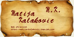 Matija Kalaković vizit kartica